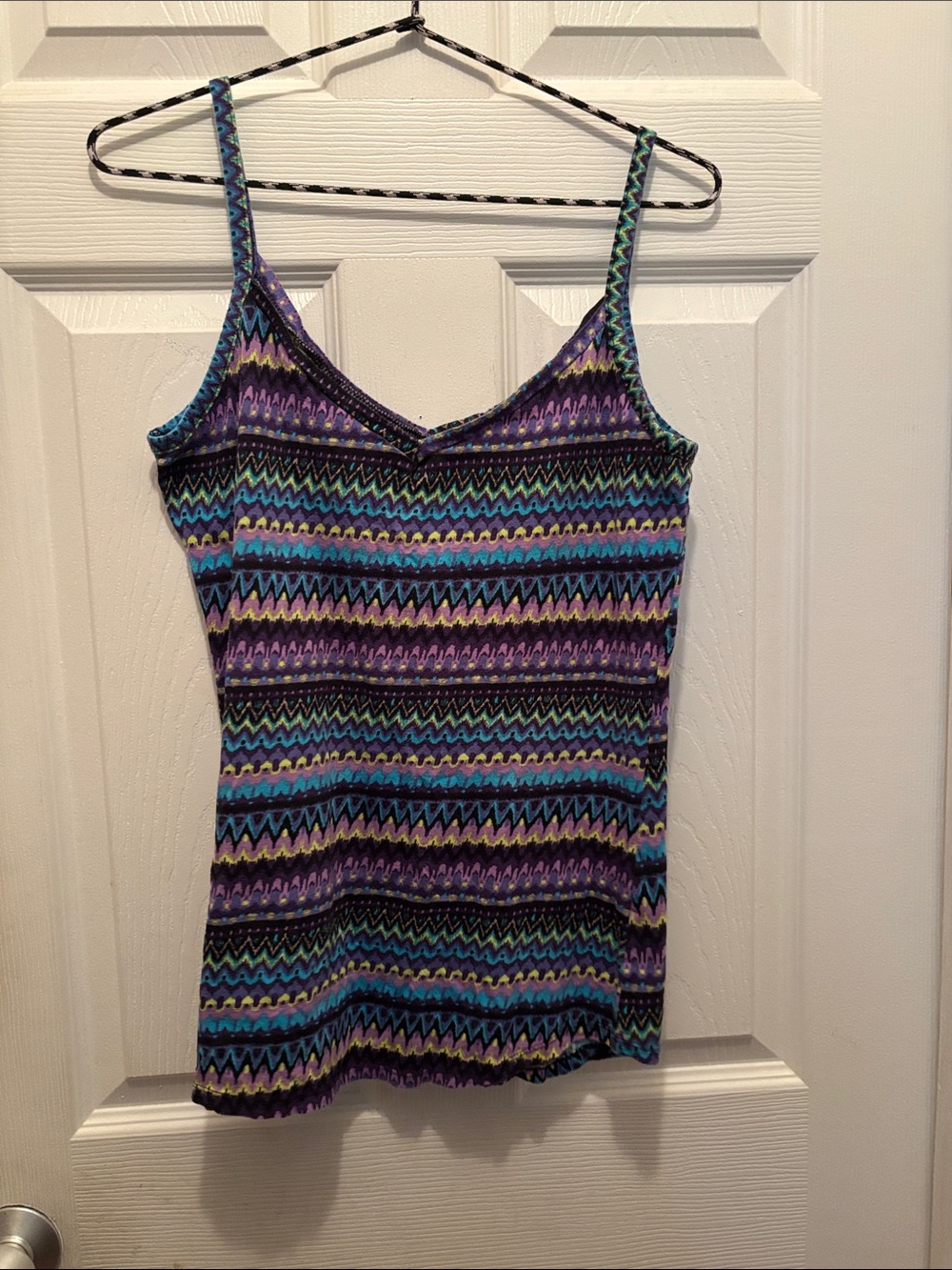 OP Purple Zigzag Spaghetti Strap Camisole with Teal and Black Accents
